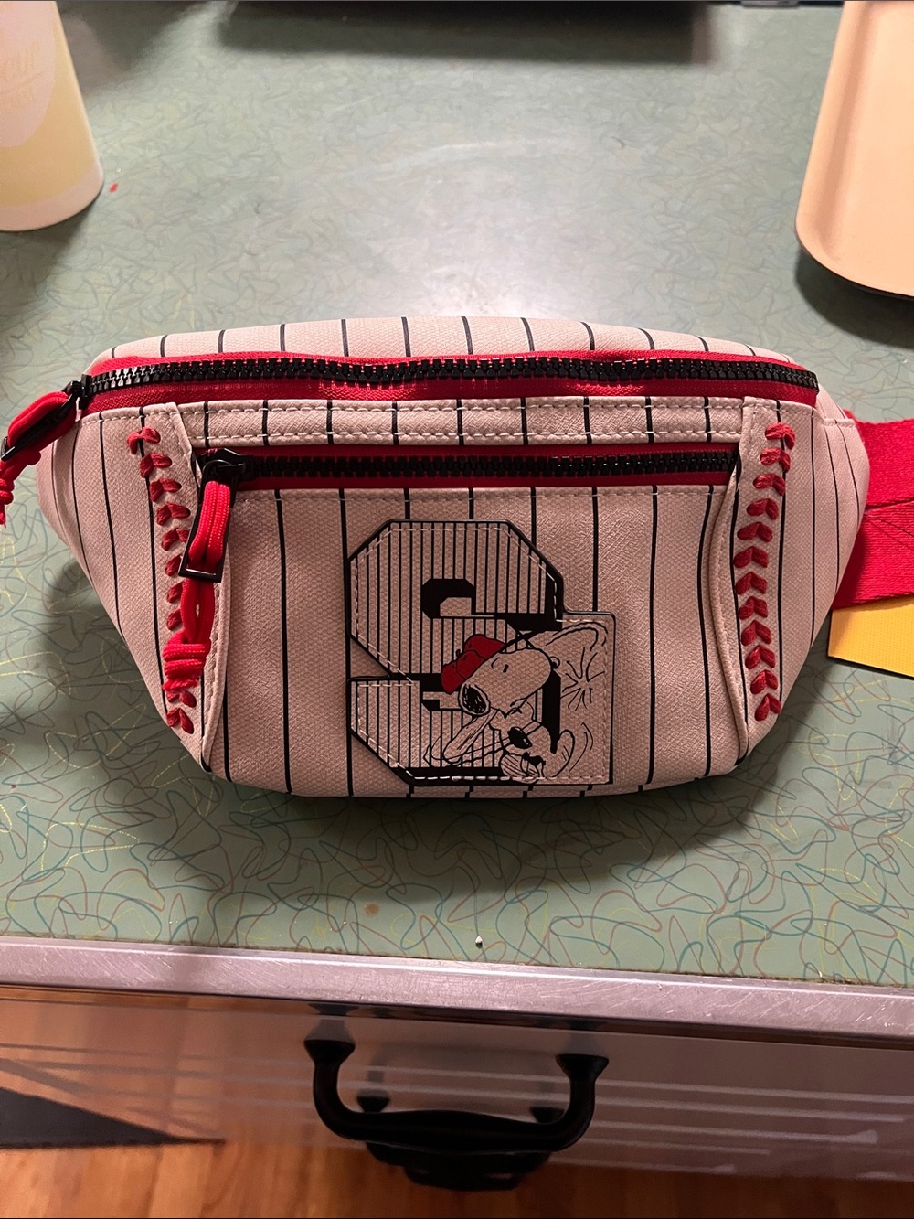 Peanuts Snoopy Baseball Striped Belt Bag